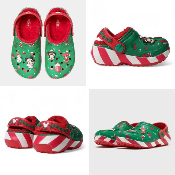 DISNEY Mickey Mouse Holiday Lined Clog Toddler 7 Baby Christmas Xmas NEW Green - Picture 1 of 5